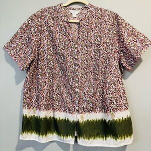 C.J Banks Floral Button-Up Blouse Short Sleeve Lightweight Cottagecore 1X